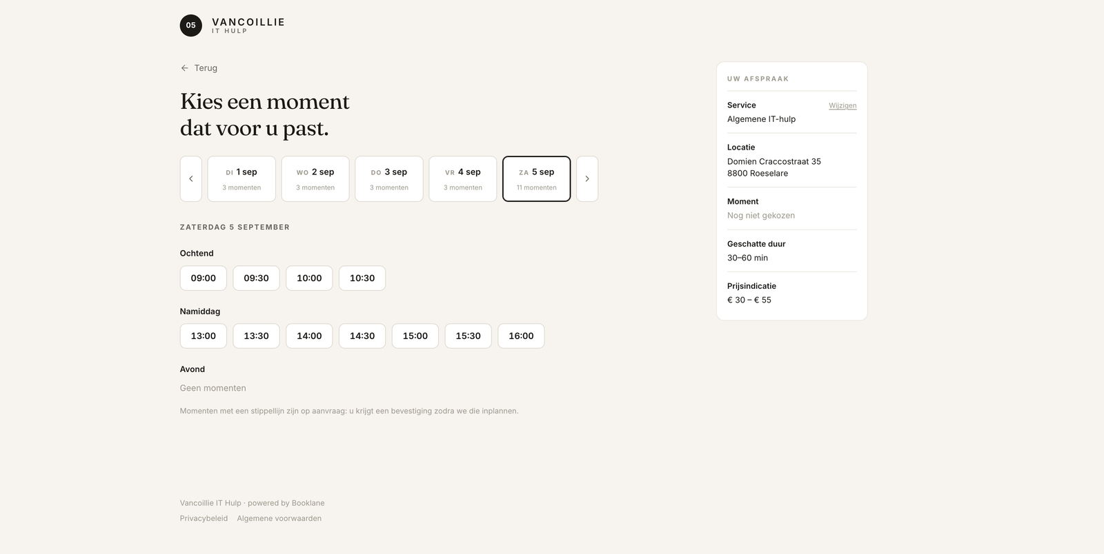 Stap: moment kiezen