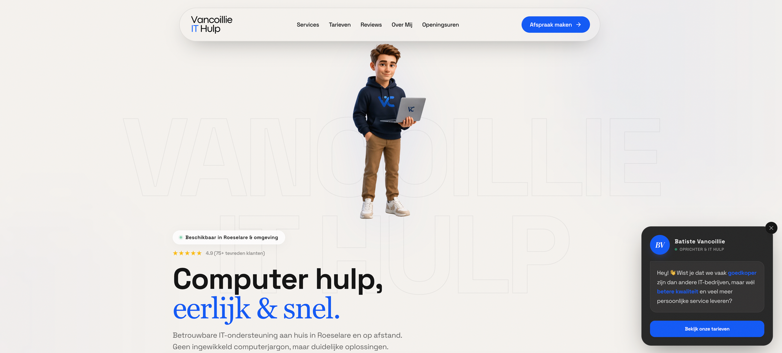 Voorbeeld website Vancoillie IT Hulp